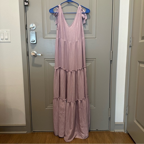 Maeve by Anthropologie Lilac Sparkle Tierd Maxi Dress Size Extra Small XS - Picture 2 of 5